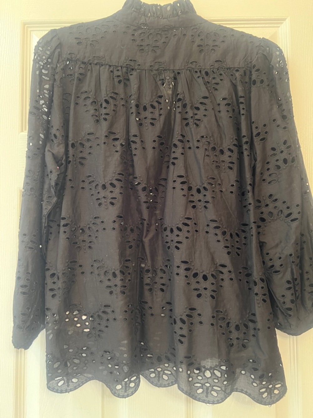 Catherine Malandrino Black Eyelet Button-Up Top - Picture 3 of 6